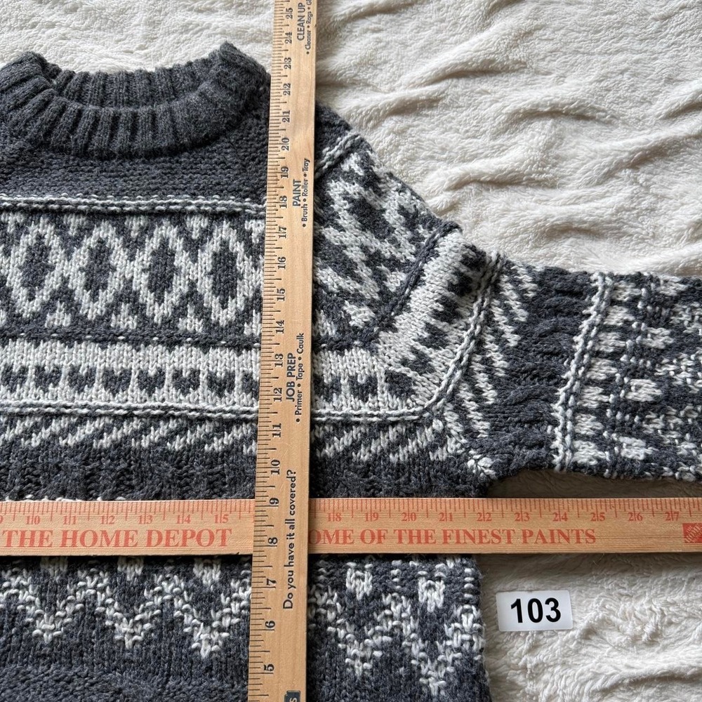 John Paul Richard Women's Large Gray Fair Isle Nordic Wool Blend Sweater - Picture 5 of 5